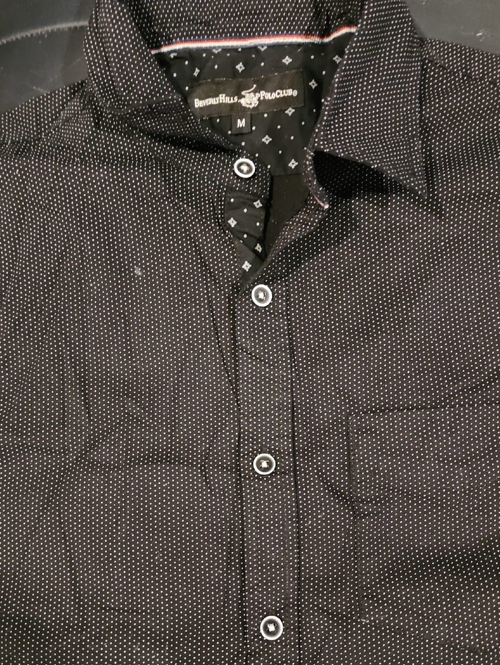 Beverly Hills Polo Club Black Microdot Long-Sleeve Button-Down Shirt